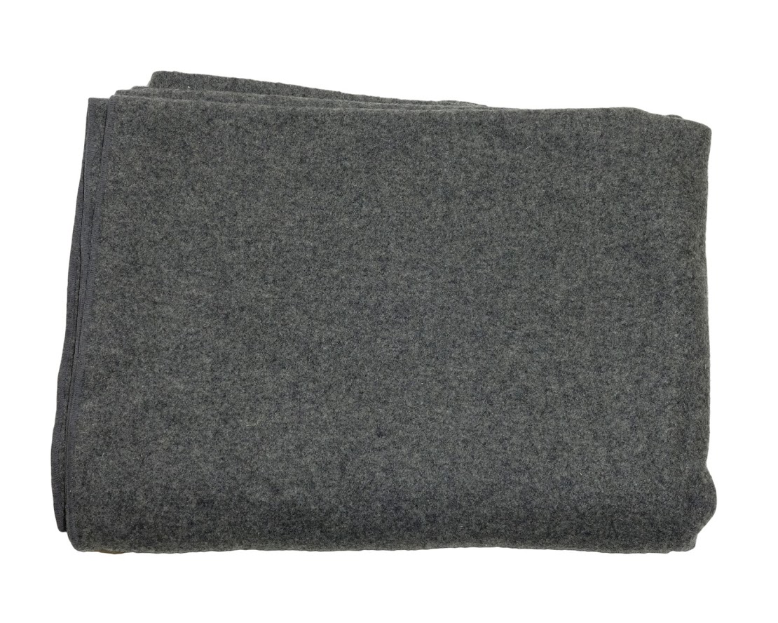 American US army surplus unissued grey wool mix blanket stitched edging