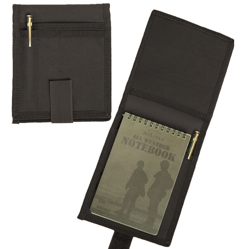 Black military style polyester small notebook holder CLEARANCE