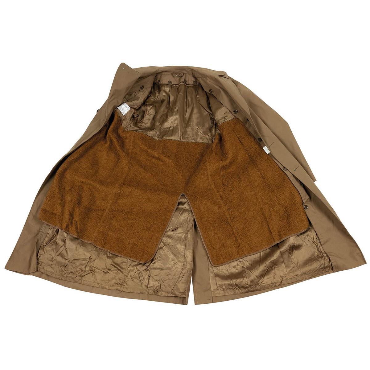 Genuine Italian Army Surplus Khaki Trench Coat with winter liner