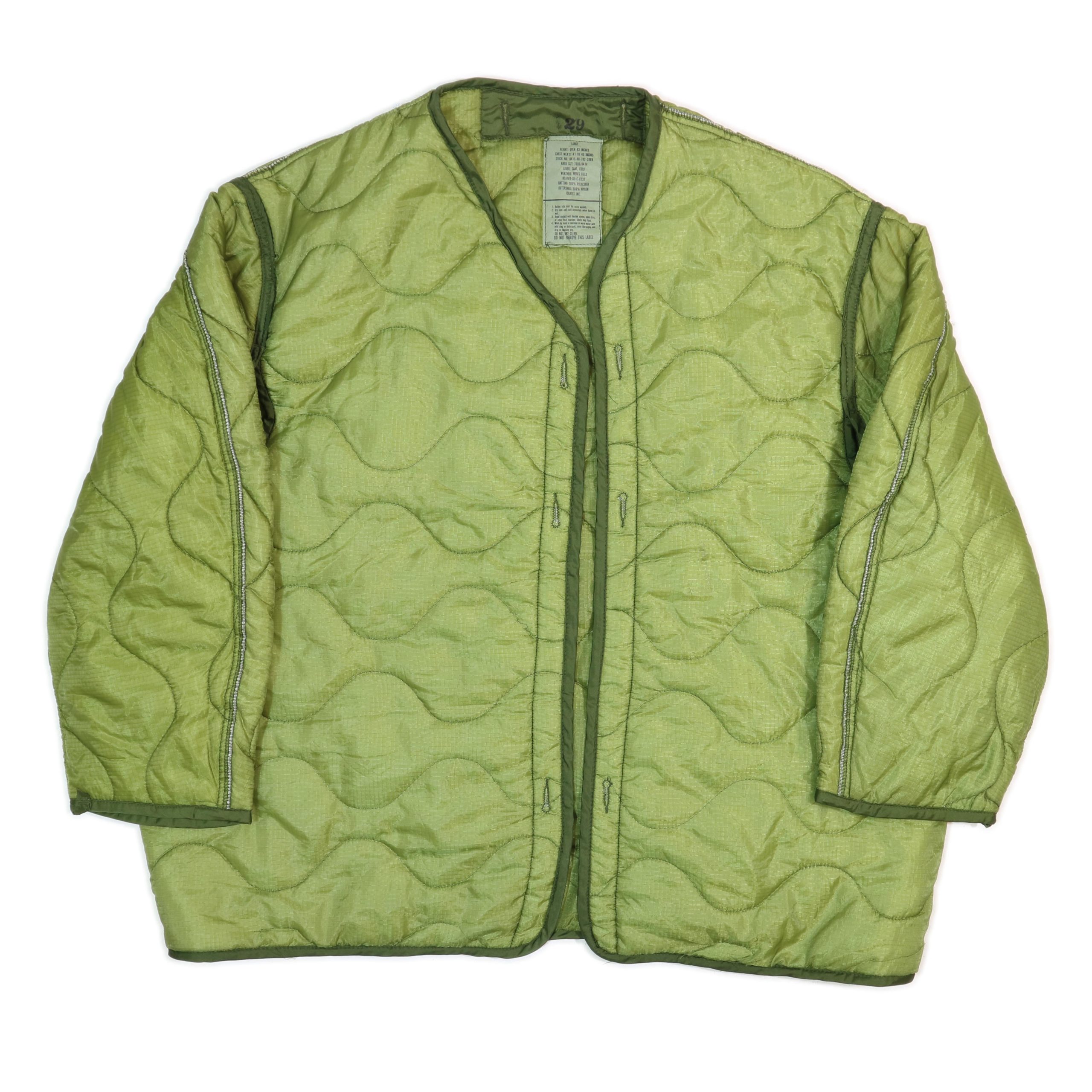Vintage Military Style: M65 Jacket Liner - Insulated, Size Small, Green (New Condition, 1990s)