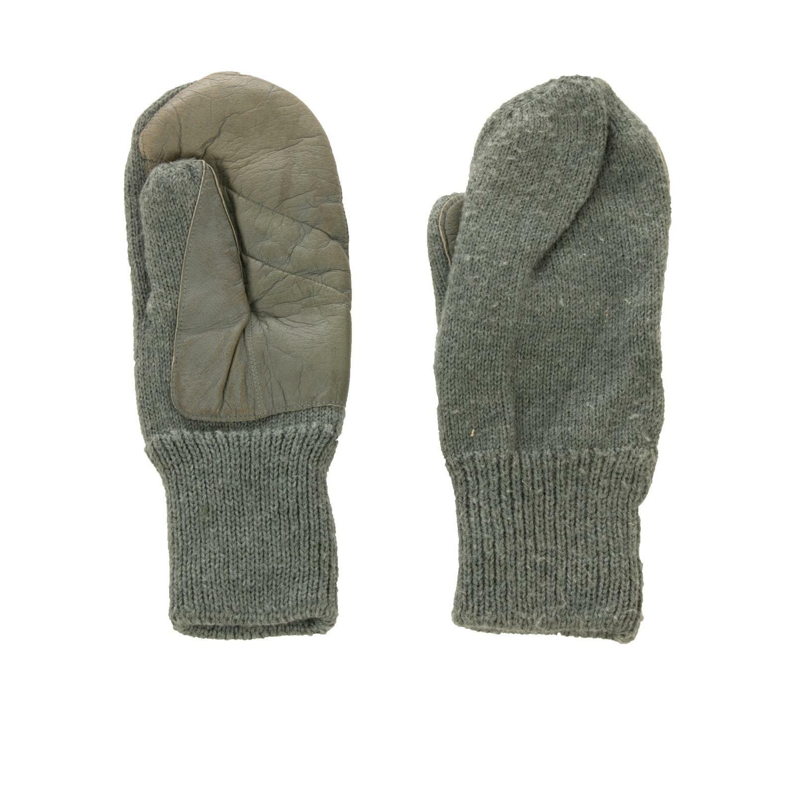 Swiss army surplus leather palmed woollen mitts gloves Surplus & Lost