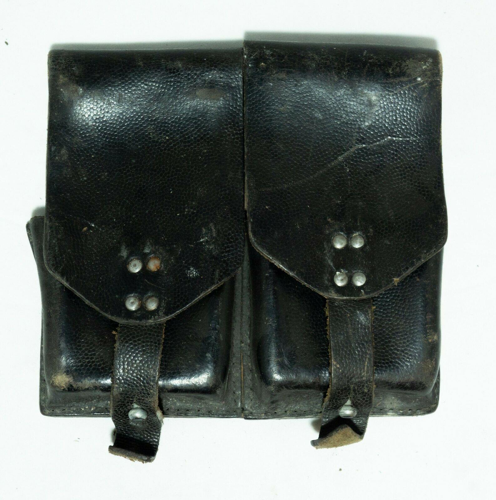 Vintage army surplus all leather StG58 double ammo pouch Surplus & Lost