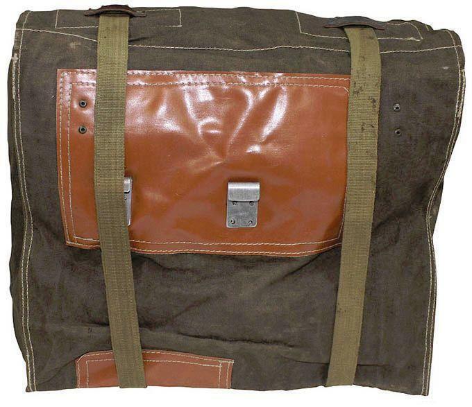 Vintage East European army surplus large canvas leather transport bag