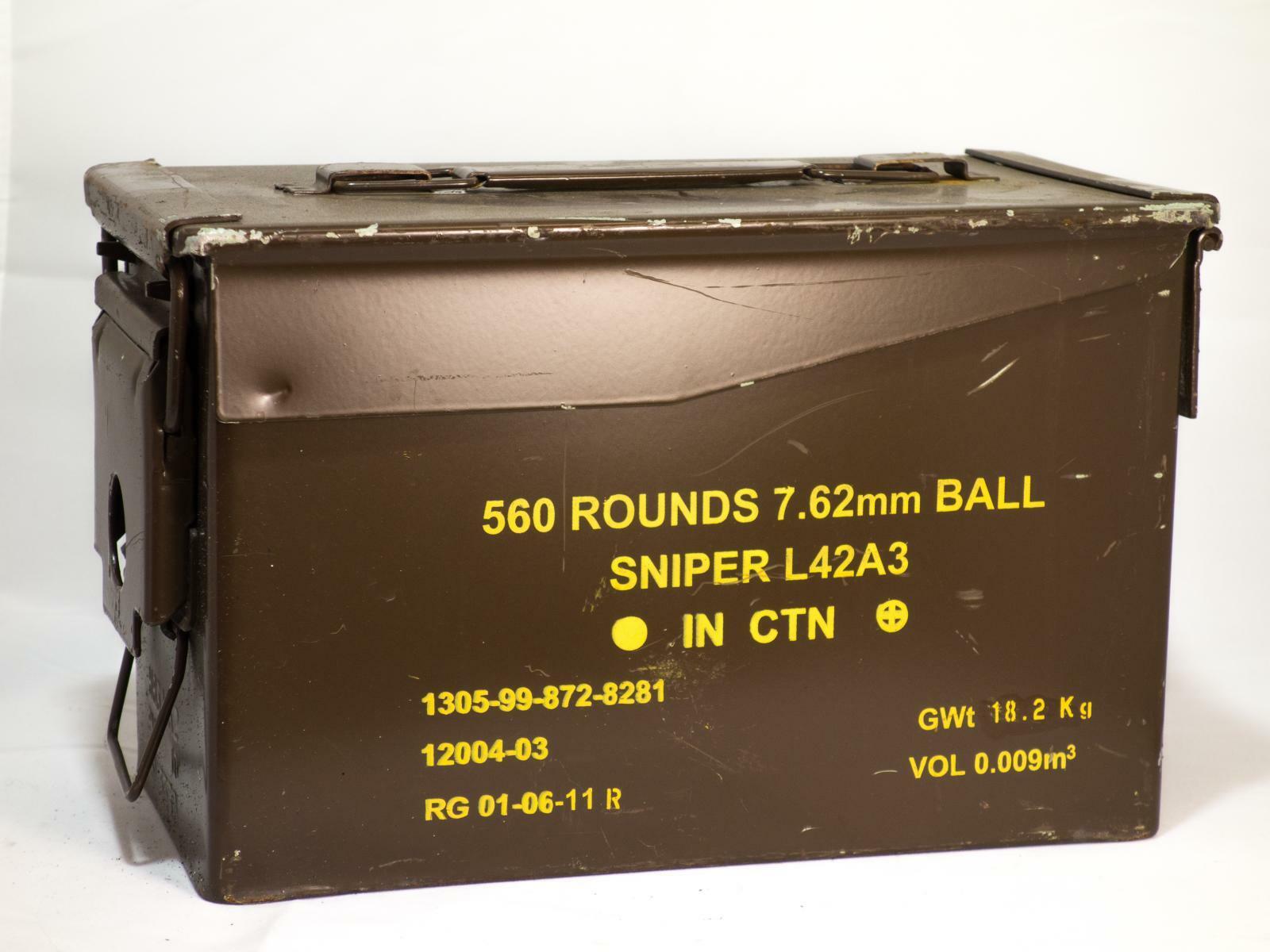 British Army Ammunition ammo box 50 cal military storage tools Brown