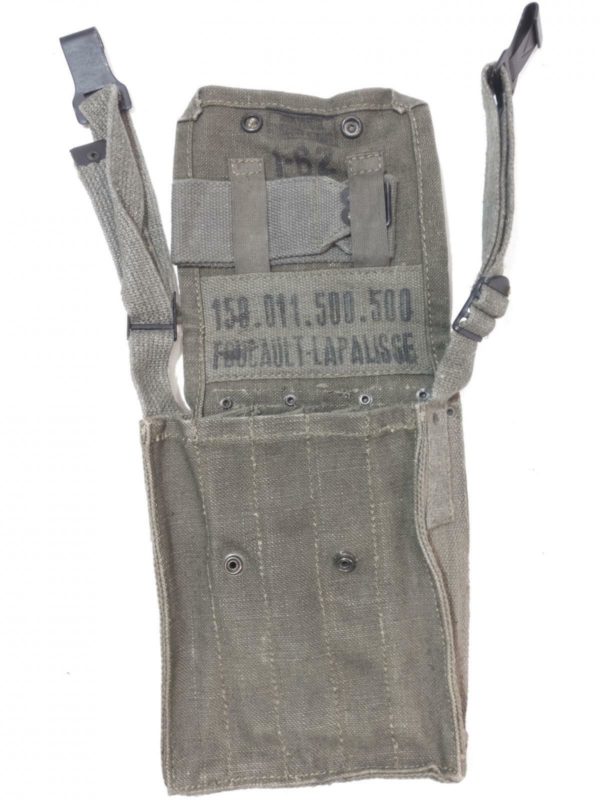 French army surplus all canvas ammunition pouch and strap - Image 2