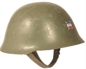 Serbian military army surplus  steel combat helmet with liner vintage