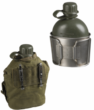 US army surplus canteen cover, water bottle and mug