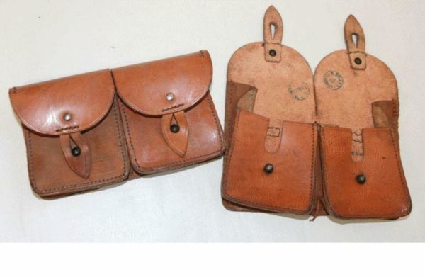 Vintage army surplus double all leather ammo ammunition pouch