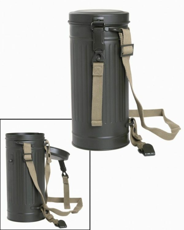 All metal ww2 German army gas mask container ( Repro )
