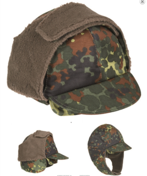 Original German army surplus winter hat  cap  with fold down ear covers