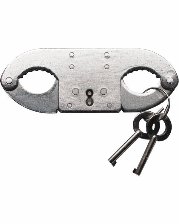 Stainless steel locking thumbcuffs supplied with 2 keys