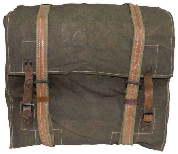 Vintage East European army surplus large canvas leather transport bag