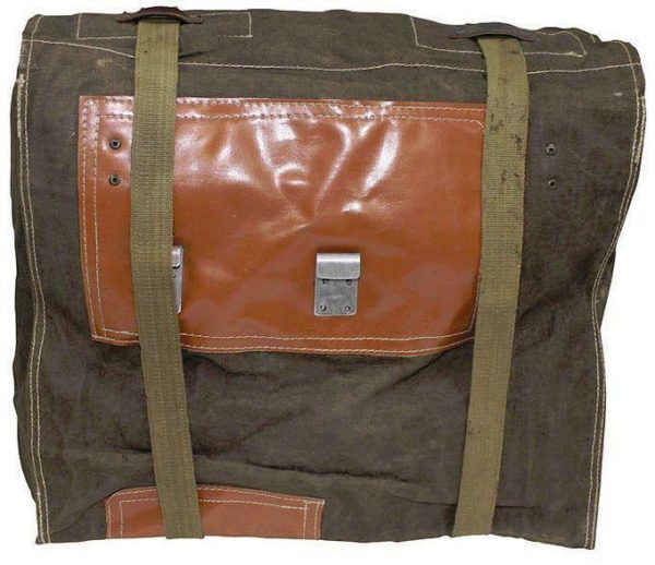 Vintage East European army surplus large canvas leather transport bag - Image 2