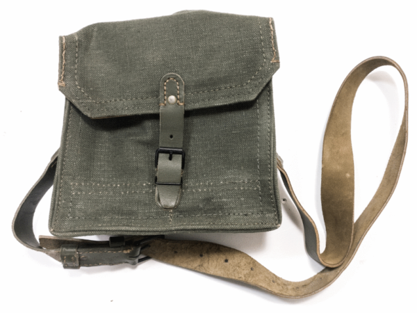 Vintage French army surplus canvas and leather bag