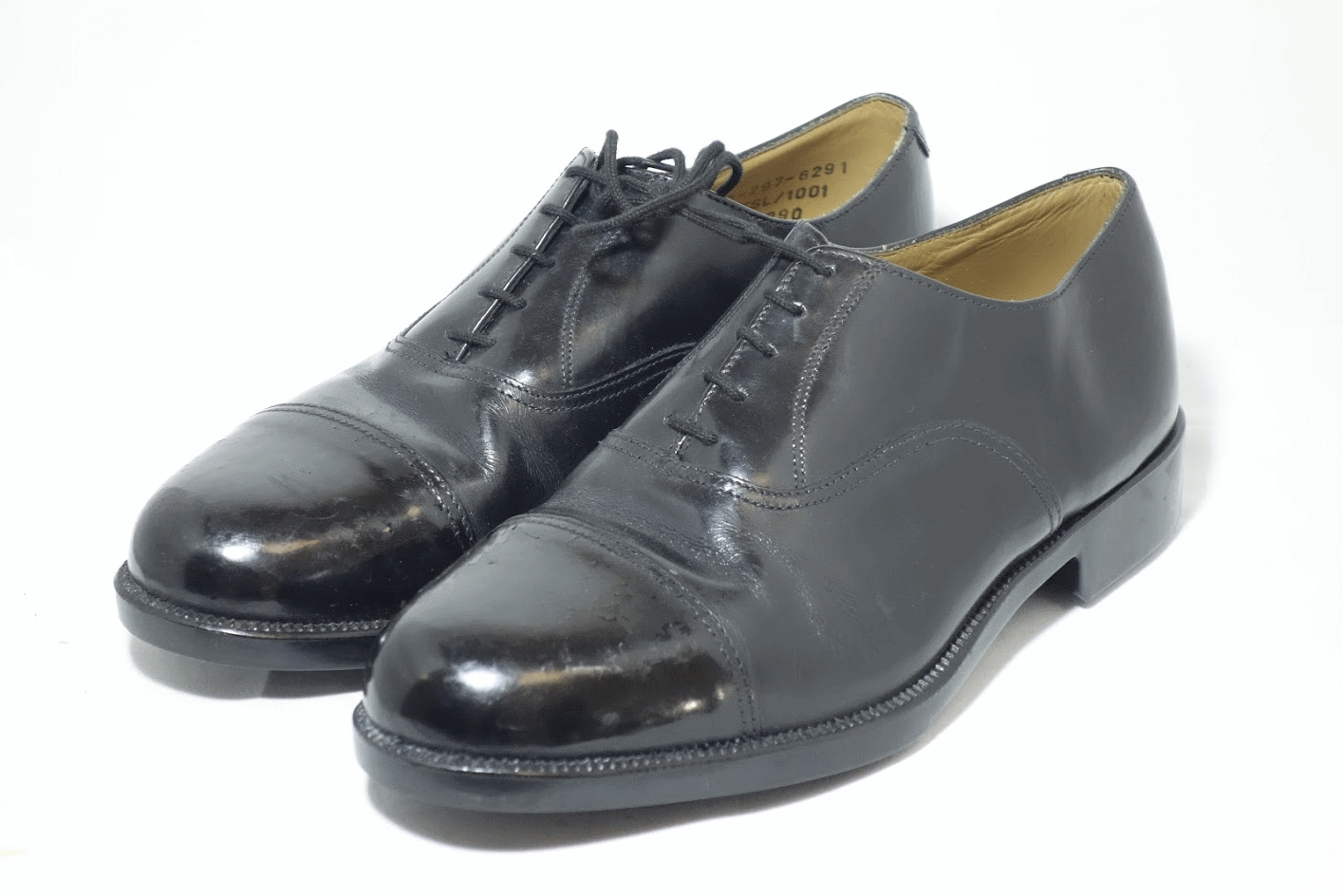 British army surplus black leather parade shoes with toe