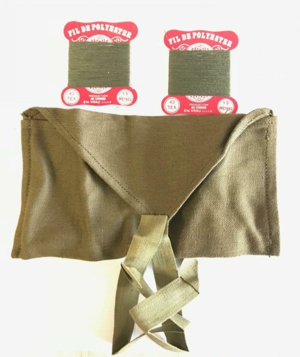 Vintage french military surplus sewing pouch plus thread