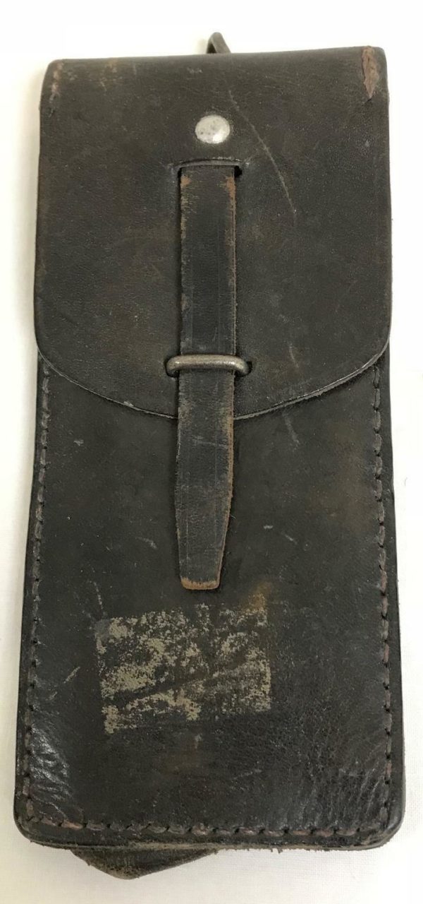 French army surplus vintage black leather cartridge pouch