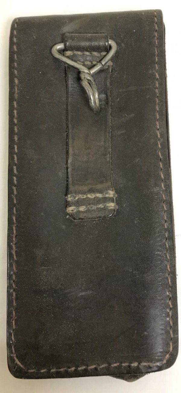 French army surplus vintage black leather cartridge pouch - Image 3
