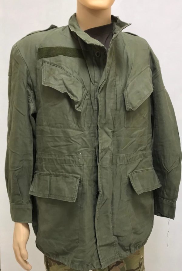 Belgian army surplus M64 water resistant olive green hooded jacket