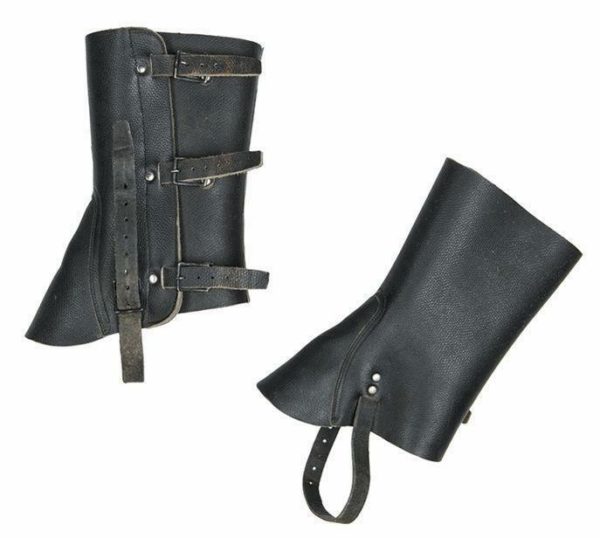 Swiss army surplus black leather leg gaiters