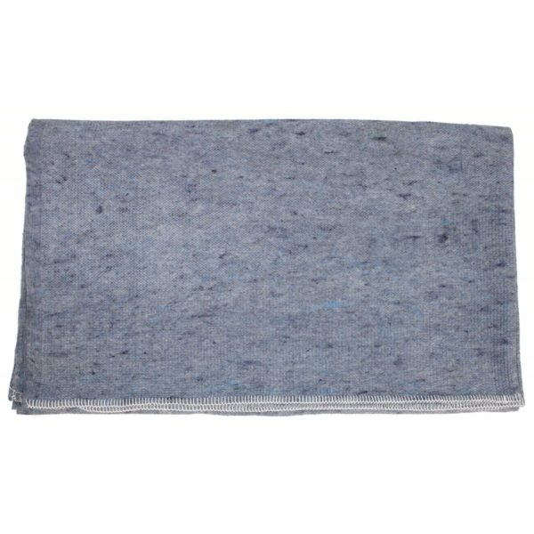 Danish army surplus blanket with stitched edges, grey blue colour
