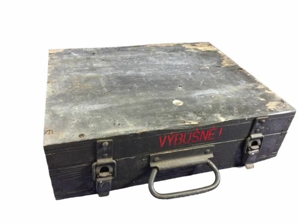 East European green vintage wooden ammo ammuntion case box