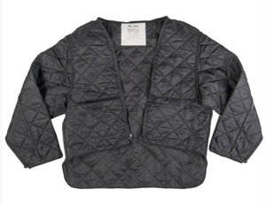 Dutch army surplus black quilted zip fastening jacket liner