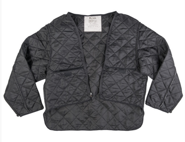 Dutch army surplus black quilted zip fastening jacket liner