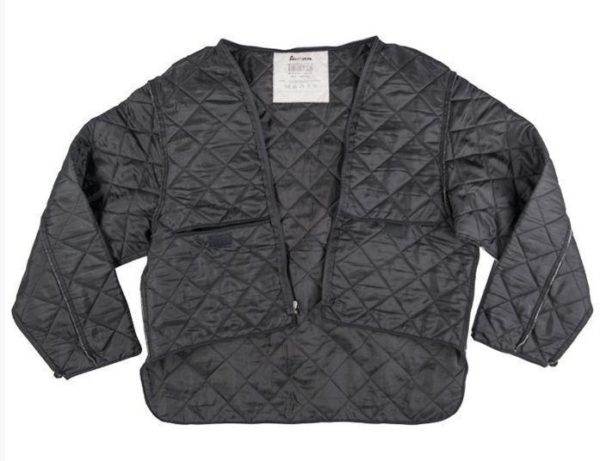 Dutch army surplus black quilted zip fastening jacket liner - Image 2