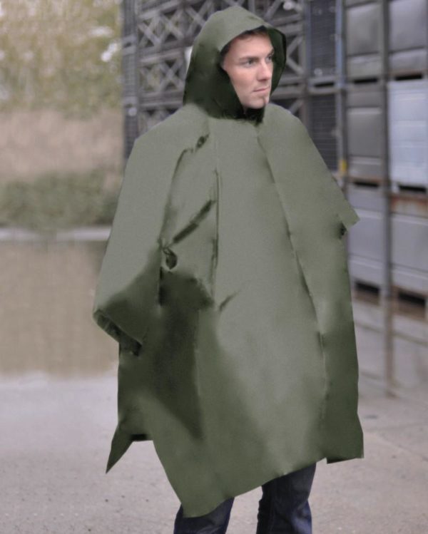 From MIL-TEC basic wet weather poncho available in 2 colours