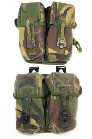 2 x British army surplus DPM camouflage double ammo / utility pouch
