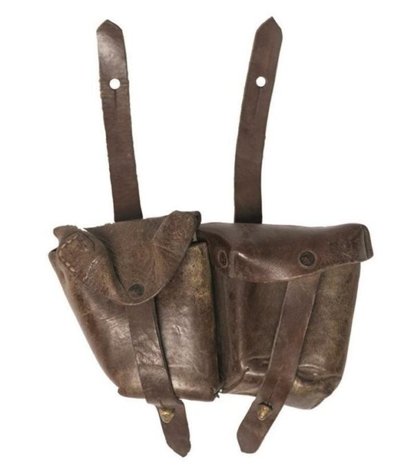 Vintage austrian army surplus double brown leather ammo pouch