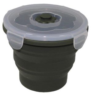 MFH Lunchbox Foldable with Cover Silicone, 33415, olive, 13.5 x 11 cm