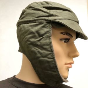 German army suplus winter cold weather hat with fold down ear covers OLIVE
