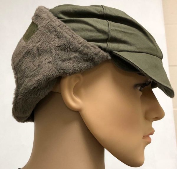 German army suplus winter cold weather hat with fold down ear covers OLIVE - Image 2