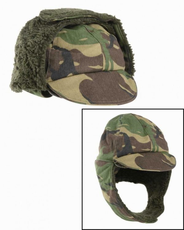 British army surplus cold weather winter cap, fold down ear fur covers