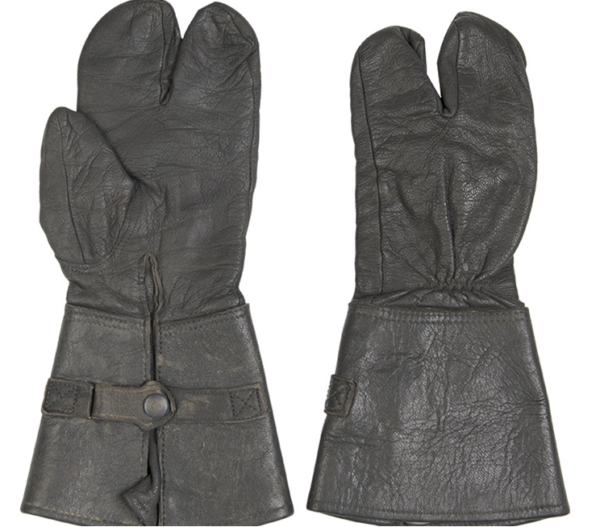 German army surplus grey vintage leather motorcycle gloves