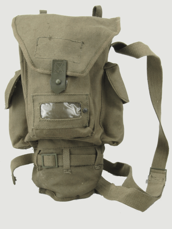 Italian army surplus vintage cotton canvas gas mask bag ring