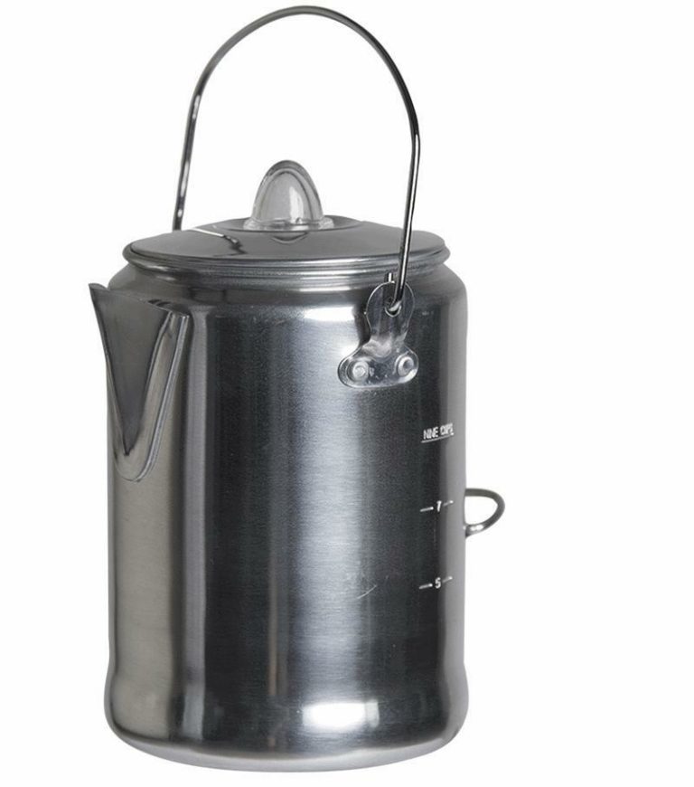 Steel coffee percolator , retro vintage style complete with insert