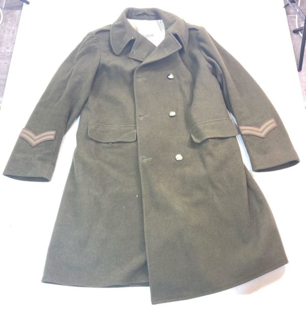 British army surplus vintage mounted regimental olive green great trench coat
