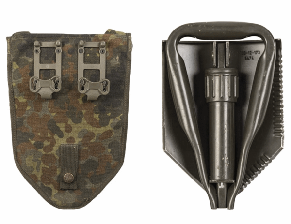 Original Bundeswehr German army folding Spade with Flecktarn Case - Image 2