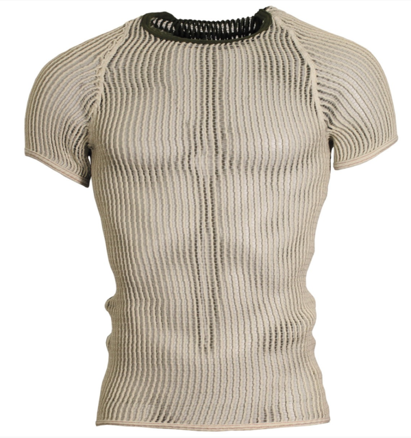 Olive White Danish army surplus knitted mesh string vest