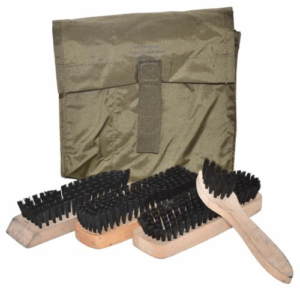 German army surplus shoe boot cleaning brush set in bag