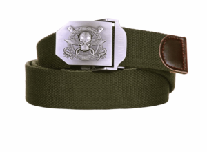 101 inc army FORCE RECON skull olive cotton canvas metal combat style belt
