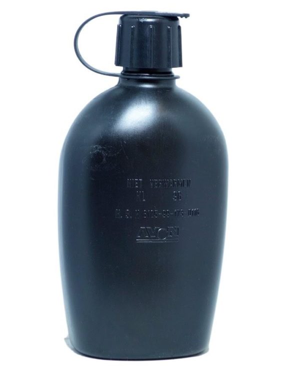 Dutch Army Surplus 1 Litre Water Bottle Canteen Black Cadet Camping