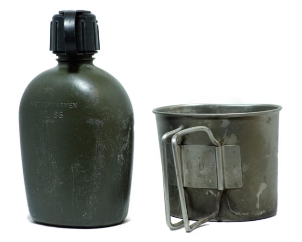 Dutch Army Surplus Canteen 1 Litre Metal Cup Pouch Webbing