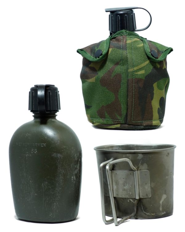 Dutch Army Surplus Canteen 1 Litre Metal Cup Pouch Webbing