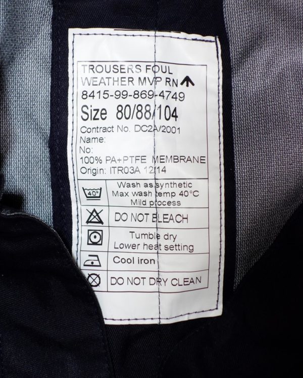 British Army Surplus Navy Blue Foul Weather MVP Trousers - Image 2