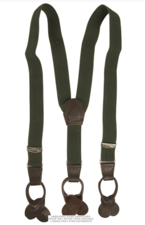 Czech Army Surplus M60 Trouser Elasticated Suspenders Unissued Olive Green Leather