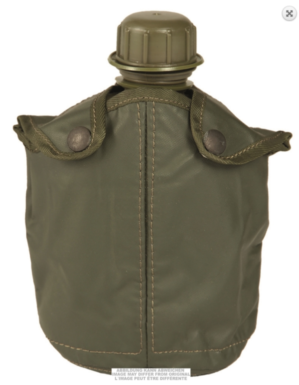 Belgian army surplus canteen and cover olive green - Image 2